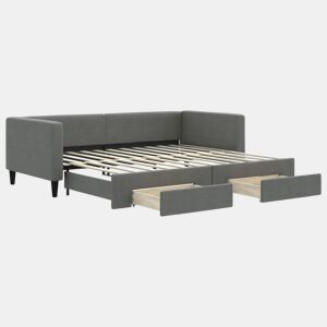 Sofá-cama, Sofá conversível c gavetão e gavetas 90x200 cm tecido cinzento-escuro