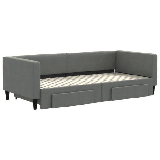 Sofá-cama, Sofá conversível c gavetão e gavetas 90x200 cm tecido cinzento-escuro Sofá-cama, Sofá conversível c gavetão e gavetas 90x200 cm tecido cinzento-escuro