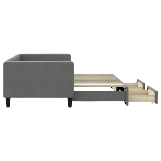 Sofá-cama, Sofá conversível c gavetão e gavetas 90x200 cm tecido cinzento-escuro Sofá-cama, Sofá conversível c gavetão e gavetas 90x200 cm tecido cinzento-escuro