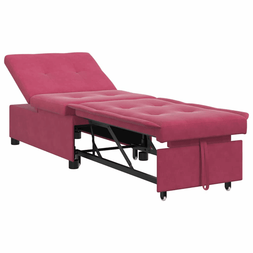 Sofá-cama, Sofá conversível vermelho tinto 67 x 194 x 38 cm Veludo