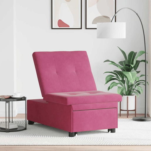 Sofá-cama, Sofá conversível vermelho tinto 67 x 194 x 38 cm Veludo