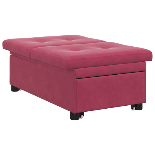 Sofá-cama, Sofá conversível vermelho tinto 67 x 194 x 38 cm Veludo