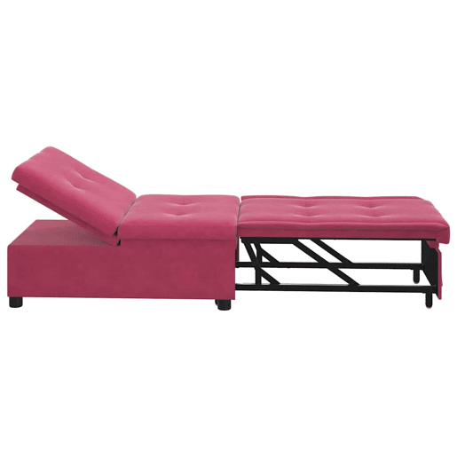 Sofá-cama, Sofá conversível vermelho tinto 67 x 194 x 38 cm Veludo