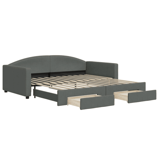 Sofá-cama, Sofá conversível c gavetãogavetas 100x200 cm tecido cinzento-escuro