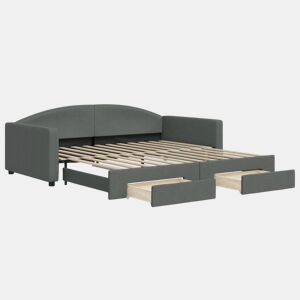 Sofá-cama, Sofá conversível c gavetãogavetas 100x200 cm tecido cinzento-escuro