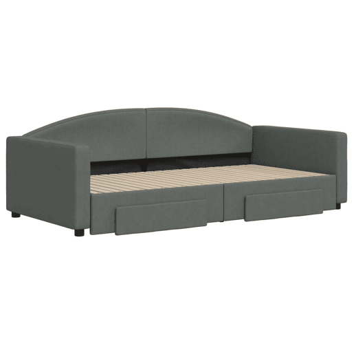 Sofá-cama, Sofá conversível c gavetãogavetas 100x200 cm tecido cinzento-escuro