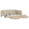 Sofá-cama, Sofá conversível com gavetão e gavetas 90x200 cm tecido cor creme