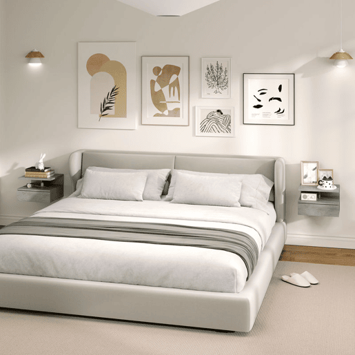 HOMCOM Conjunto de 2 Mesas de Cabeceira Flutuantes, Mesas de Cabeceira com Gaveta e Prateleira Aberta, Design Moderno, Poupa Espaço, para Sala ou Quarto, 35x32x22,5 cm, Cinzento