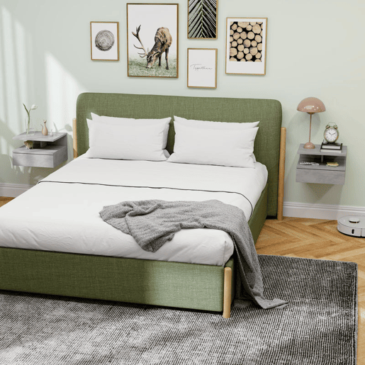 HOMCOM Conjunto de 2 Mesas de Cabeceira Flutuantes, Mesas de Cabeceira com Gaveta e Prateleira Aberta, Design Moderno, Poupa Espaço, para Sala ou Quarto, 35x32x22,5 cm, Cinzento