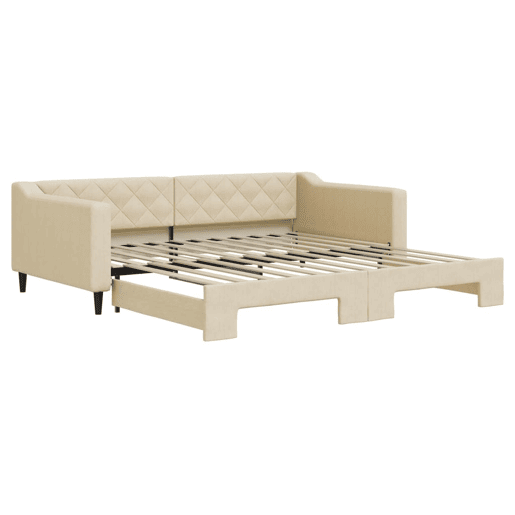 Sofá-cama, Sofá conversível com gavetão 100x200 cm tecido cor creme