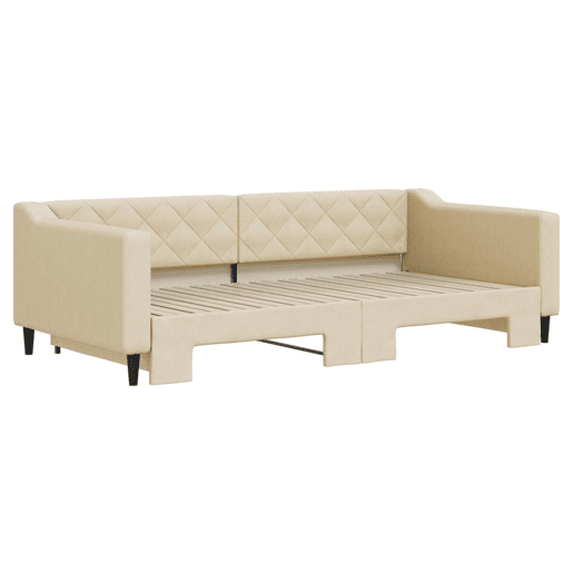 Sofá-cama, Sofá conversível com gavetão 100x200 cm tecido cor creme