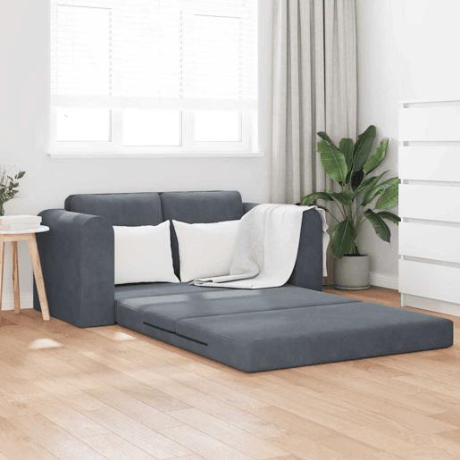 Sofá-cama, Sofá conversível Cinza Escuro 148 x 71 x 83 cm Veludo