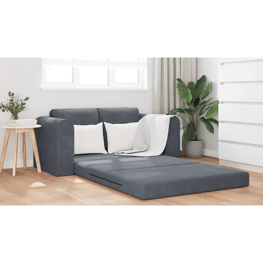 Sofá-cama, Sofá conversível Cinza Escuro 148 x 71 x 83 cm Veludo