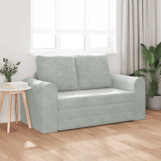 Sofá-cama, Sofá conversível Cinzento-claro 148 x 71 x 83 cm Veludo