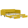 Sofá-cama, Sofá conversível com gavetão e gavetas 100x200 cm veludo amarelo