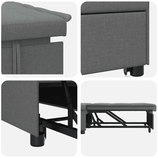 Sofá-cama, Sofá conversível Cinzento escuro 194 x 67 x 37 cm tecido