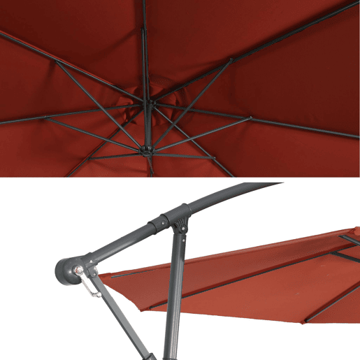 Guarda-sol redondo offset 350cm, Hardelot, Terracota, 350x350x250 cm