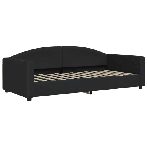 Sofá-cama, Sofá conversível com gavetão e gavetas 90x200 cm tecido preto Sofá-cama, Sofá conversível com gavetão e gavetas 90x200 cm tecido preto