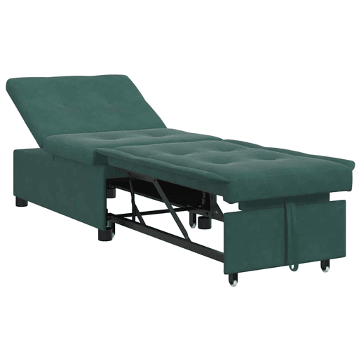 Sofá-cama, Sofá conversível Verde-escuro 67 x 194 x 38 cm Veludo