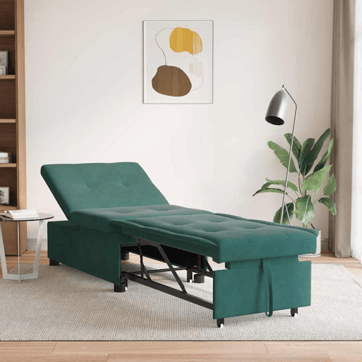 Sofá-cama, Sofá conversível Verde-escuro 67 x 194 x 38 cm Veludo