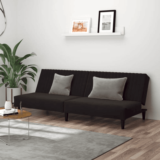 Sofá-cama, Sofá conversível de 2 lugares veludo preto
