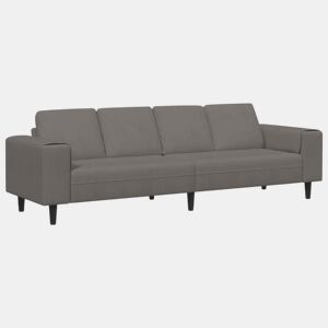 Sofá de Tecido Cinzento-claro 208 cm Tecido de veludo côtelé