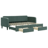 Sofá-cama, Sofá conversível c gavetão e gavetas 80x200cm veludo verde-escuro