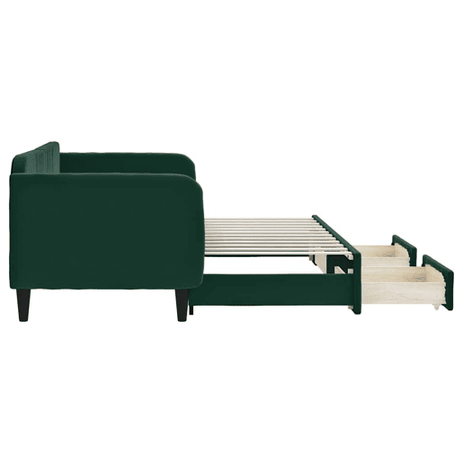 Sofá-cama, Sofá conversível c gavetão e gavetas 80x200cm veludo verde-escuro Sofá-cama, Sofá conversível c gavetão e gavetas 80x200cm veludo verde-escuro