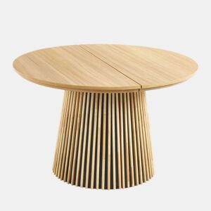 Mesa de jantar redonda extensível Tree para sala de estar, carvalho claro, 120-160-200x75x120 cm