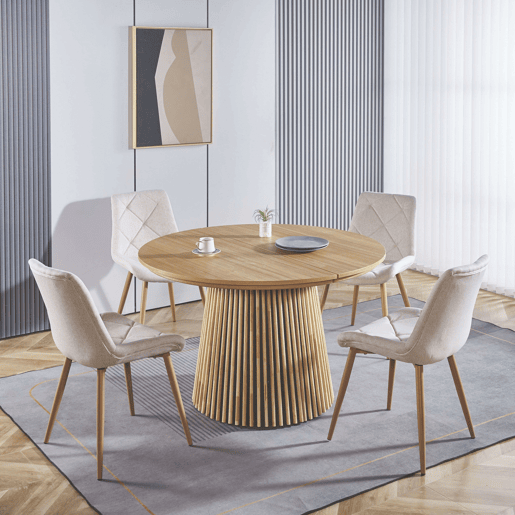 Mesa de jantar redonda extensível Tree para sala de estar, carvalho claro, 120-160-200x75x120 cm Mesa de jantar redonda extensível Tree para sala de estar, carvalho claro, 120-160-200x75x120 cm