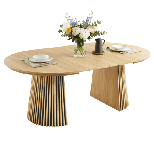 Mesa de jantar redonda extensível Tree para sala de estar, carvalho claro, 120-160-200x75x120 cm Mesa de jantar redonda extensível Tree para sala de estar, carvalho claro, 120-160-200x75x120 cm
