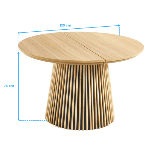 Mesa de jantar redonda extensível Tree para sala de estar, carvalho claro, 120-160-200x75x120 cm Mesa de jantar redonda extensível Tree para sala de estar, carvalho claro, 120-160-200x75x120 cm