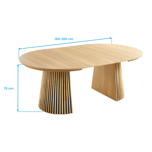 Mesa de jantar redonda extensível Tree para sala de estar, carvalho claro, 120-160-200x75x120 cm Mesa de jantar redonda extensível Tree para sala de estar, carvalho claro, 120-160-200x75x120 cm