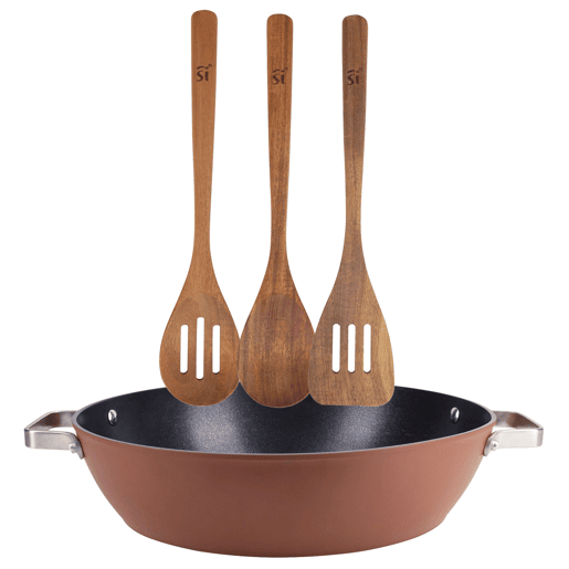 Conjunto de formas para bolo Ø32x8cm em alumínio forjado + 3 utensílios de cozinha em madeira AGROS San Ignacio Conjunto de formas para bolo Ø32x8cm em alumínio forjado + 3 utensílios de cozinha em madeira AGROS San Ignacio