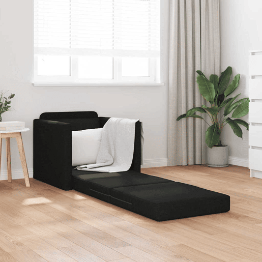 Sofá-cama, Sofá conversível Preto 74 x 77 x 81 cm Veludo