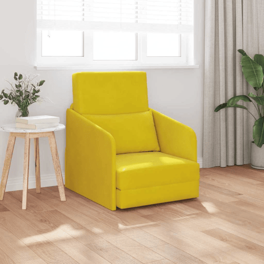 Sofá-cama, Sofá conversível Amarelo 65 x 80 x 83 cm Veludo