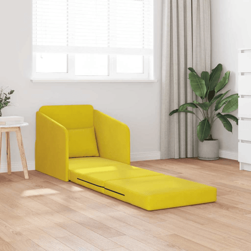 Sofá-cama, Sofá conversível Amarelo 65 x 80 x 83 cm Veludo