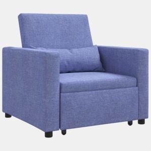 Sofá cama, Sofá conversível single com rodas Jeans Azul 90 x 165 x 87 cm tecido
