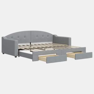 Sofá-cama, Sofá conversível c gavetão e gavetas 90x200 cm tecido cinzento-claro