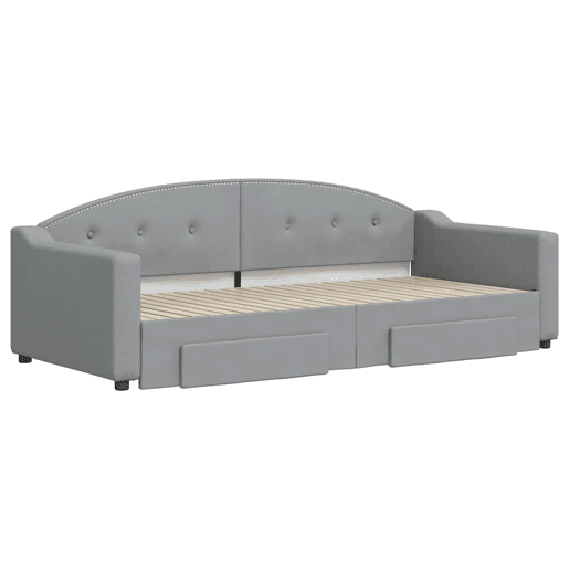 Sofá-cama, Sofá conversível c gavetão e gavetas 90x200 cm tecido cinzento-claro