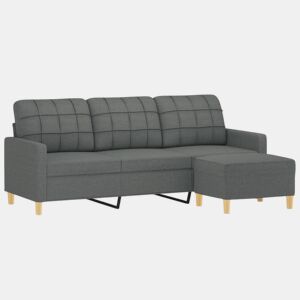 Sofá de 3 lugares - Sofá fixo com apoio de pés 180 cm tecido cinza-escuro