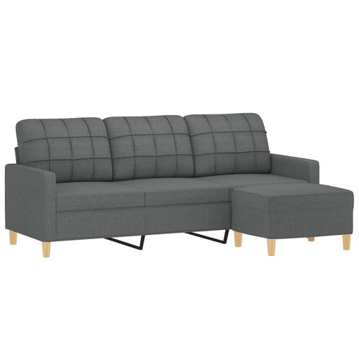 Sofá de 3 lugares - Sofá fixo com apoio de pés 180 cm tecido cinza-escuro Sofá de 3 lugares - Sofá fixo com apoio de pés 180 cm tecido cinza-escuro