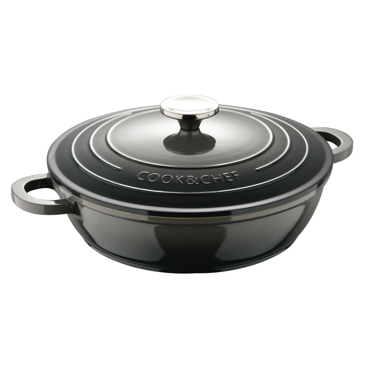 Bergner excalibur olla baja con tapa de ø24cm y 2,3l en aluminio fundido color gris