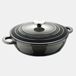 Caçarola baixa Bergner EXCALIBUR com tampa, Ø24cm e 2,3L, alumínio fundido, cinza