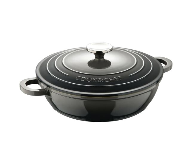 Bergner excalibur olla baja con tapa de ø24cm y 2,3l en aluminio fundido color gris