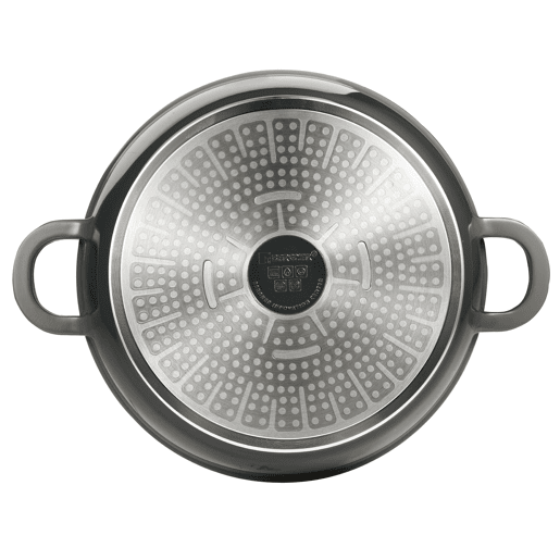 Caçarola baixa Bergner EXCALIBUR com tampa, Ø24cm e 2,3L, alumínio fundido, cinza