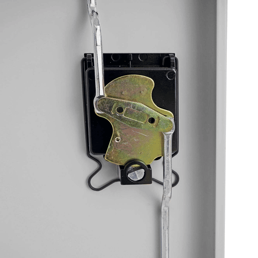 Armário de escritório com prateleira e 2 portas com fechadura em metal cinza 140x90x40cm 04_0001471