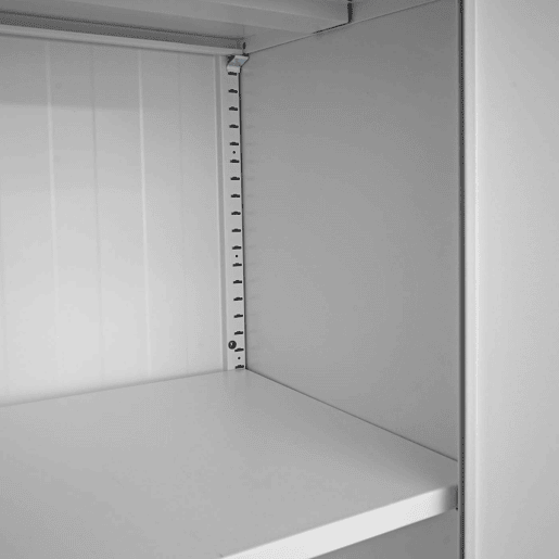 Armário de escritório com prateleira e 2 portas com fechadura em metal cinza 140x90x40cm 04_0001471