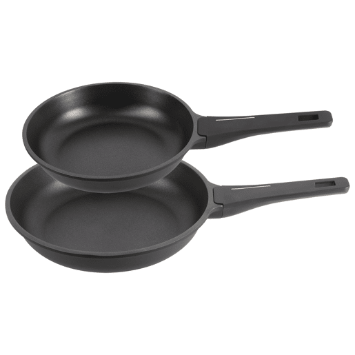 Conjunto de 2 frigideiras Ø24Ø28cm + grelha 28x28cm + wok Ø30cm em alumínio fundido, cor Preto Cobre, Bergner