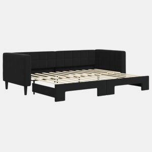 Sofá-cama, Sofá conversível com gavetão 80x200 cm veludo preto